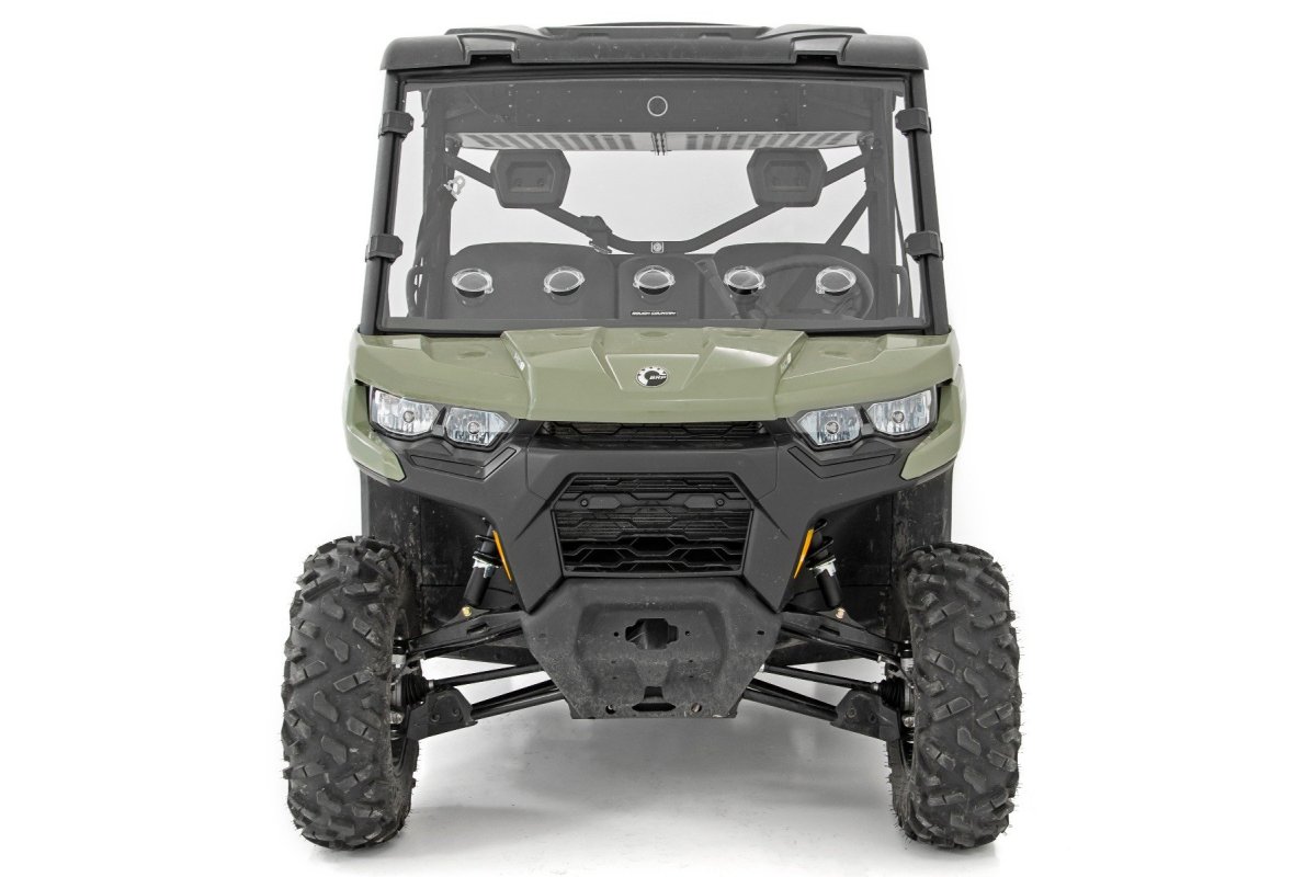 Can-Am Defender DPS HD9 CAB Windshield - Front - Rough Country - Vented, Scratch Resistant - '22-'23
